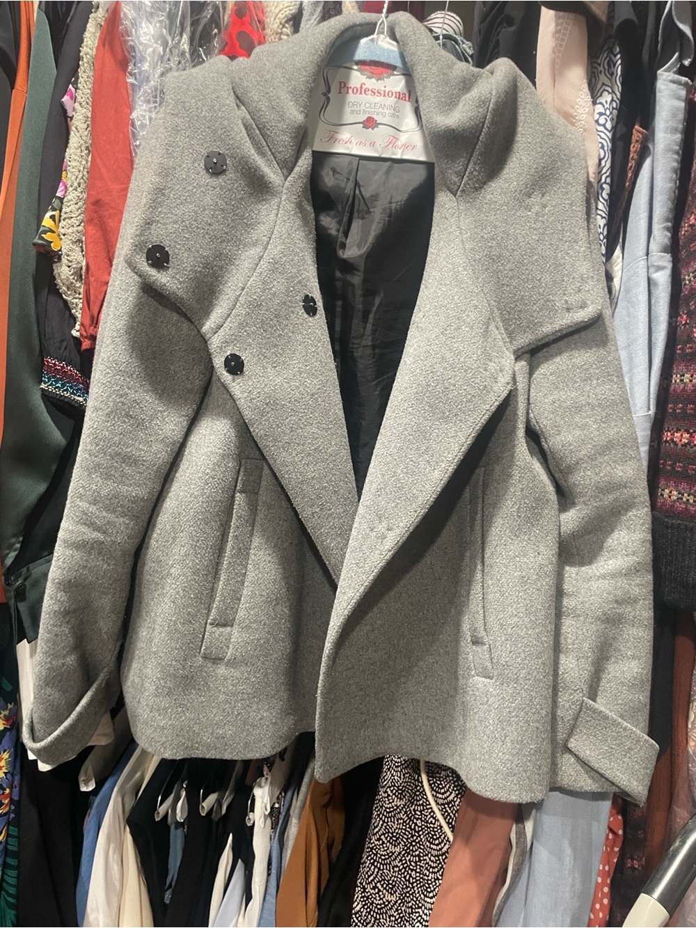 Zara Light Grey Hooded Pea Coat - Picture 5 of 8